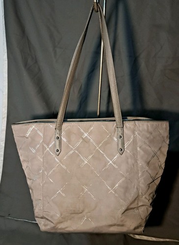 Vera Bradley Preppy Poly Ella Burnished Pewter Large Tote Bag Double Handles - Picture 3 of 13