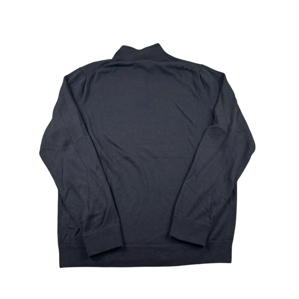 Nordstrom Black Pure Merino Wool 1/2 Zip Mens Pullover Sweater Size Large - Image 2 of 4