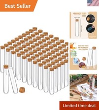 100 Pcs Glass Tubes with Cork Stoppers - Leakproof Vials for Versatile Use