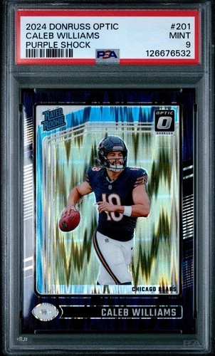 2024 Panini Donruss Optic Caleb Williams Rated Rookie Purple Shock #201 PSA 9