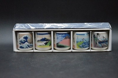set of 5 NEW IN BOX SAKE GLASSES FROM JAPAN