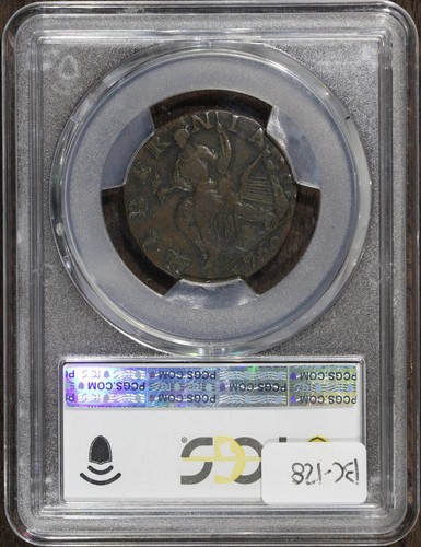 1760 (XF40) Hibernia Voce Populi Halfpenny 1/2P PCGS - No P, Nelson-9 - Picture 2 of 3