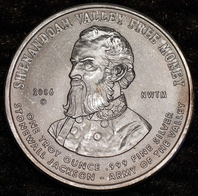 Shenandoah Valley Stonewall Jackson Civil War 1oz 999 FINE Silver