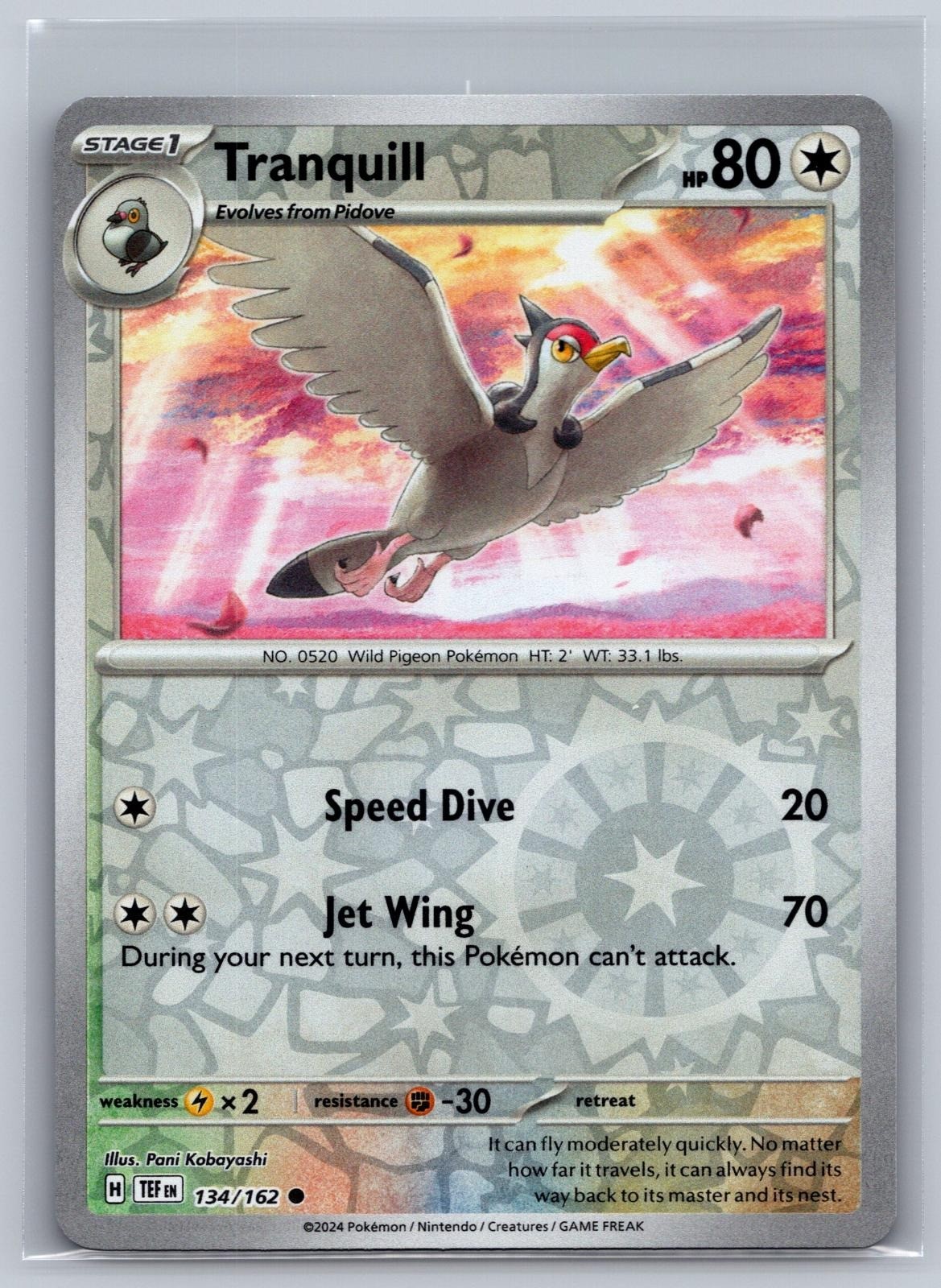 134/162 Tranquill Pokemon Temporal Forces Reverse Holo NM/M