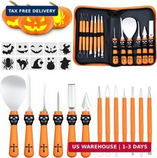 13 Piece Professional Halloween Pumpkin Carving Kit with Stencils, Heavy Duty St