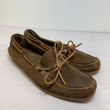 FRYE MENS 11 DARK BROWN MASON TIE MOC CAMP BOAT SHOES SUEDE LOAFERS