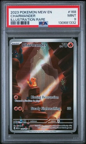 2023 POKEMON MEW EN-151 ILLUSTRATION RARE #168 CHARMANDER PSA 9
