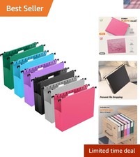 Extra Capacity Plastic Hanging File Folders,12 Pack Reinforced Expanding Hang...