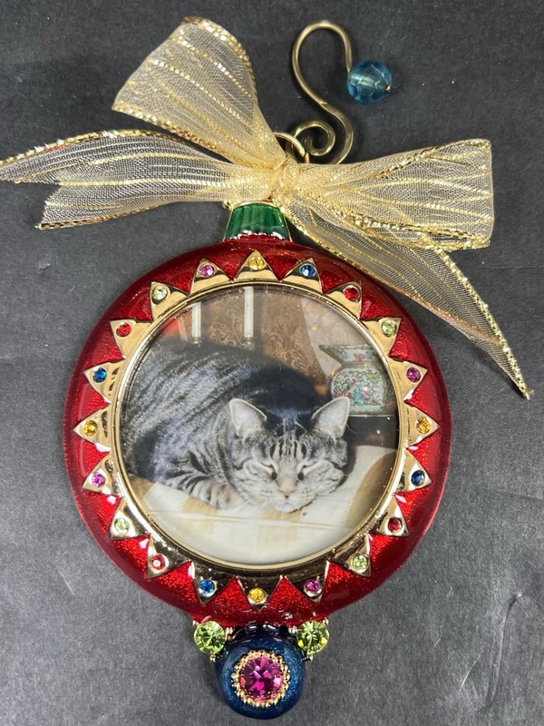 Christopher Radko Jeweled Christmas Frame Ornament Hanging VG