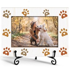 Yuansail Pet Picture Frame - 4x6 Wooden Dog Paw Print Memorial Keepsake Pet -C