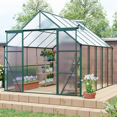 #ad 8x10 FT Double Door Walk in Polycarbonate Greenhouse Aluminum for Outdoor Green $379.99