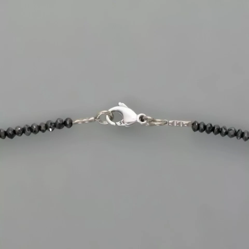"Collar de cuentas de diamantes negros naturales de 4 mm certificado de 20"" - idea de regalo de boda" Foto 4 de 4