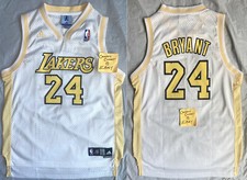 GIRLS YOUTH XL 16 NBA4HER Gold/White Adidas KOBE BRYANT Lakers Sewn Jersey