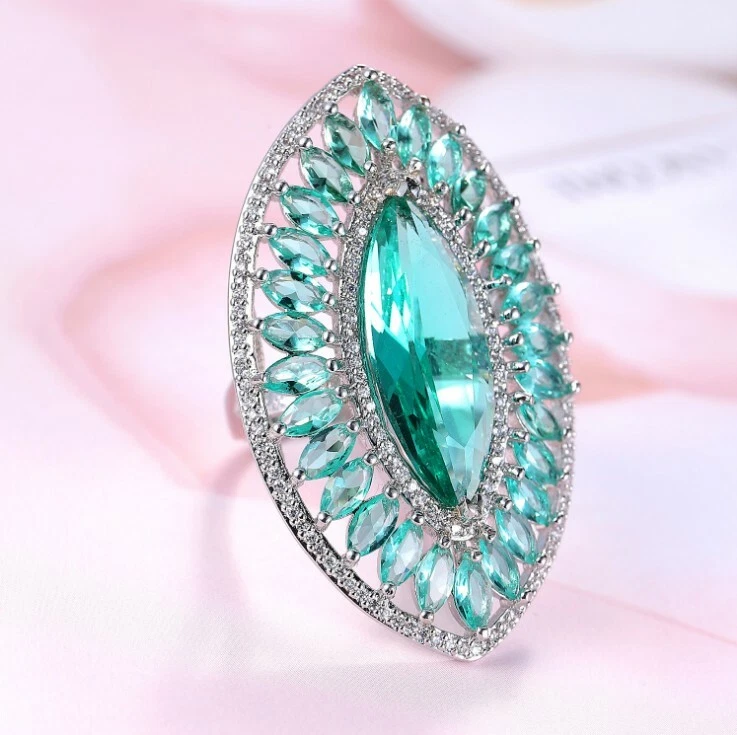 New Arrival Horse Eye Green Amethyst 925 Sterling Plated Silver Ring Sz 6-10 - Image 2 of 4