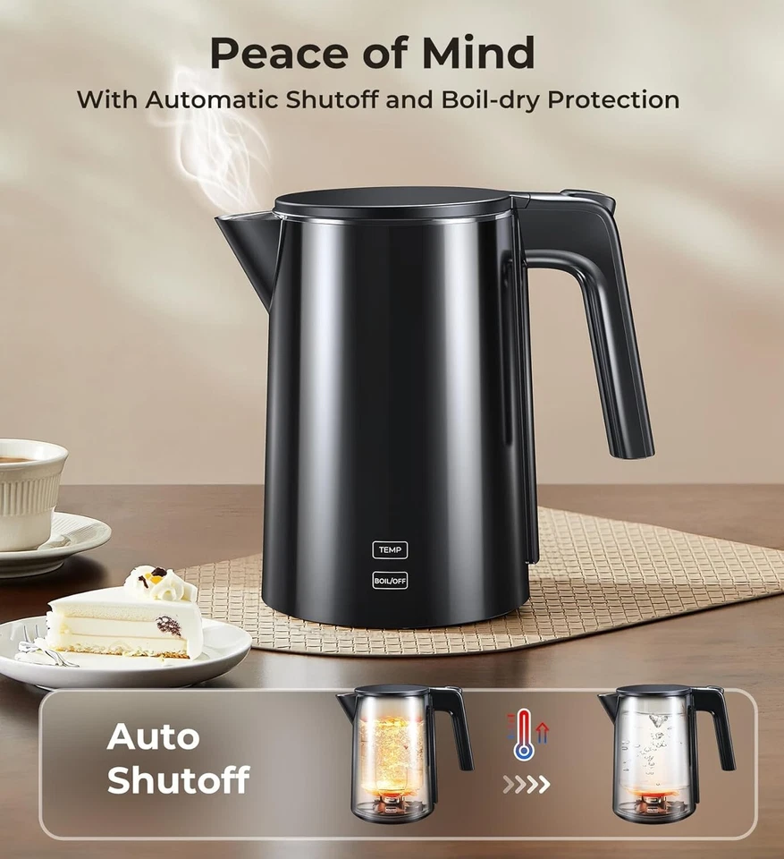 Electric Kettle 1.0L | 7 Temp Control, Cool Touch, Keep Warm, Auto Shut-Off - Image 3 of 4