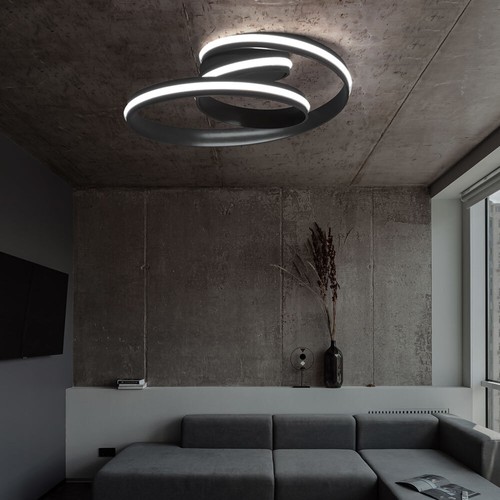 ZMH Plafoniera LED Dimmerabile A 2 Anelli 46W 59cm – Nero, Moderna, Con Telecomando, Per Soggiorno E Camera - 3