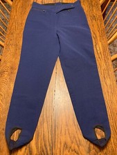 Vtg Obermeyer Women  s Ski Pants Sz 12 Reg Stirrups Blue Made In Japan Wool Blend