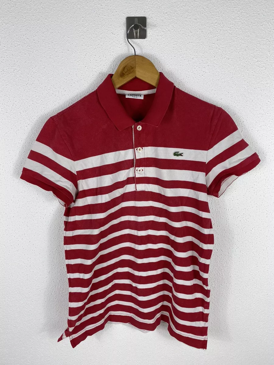 Kinder T Shirt Polo LACOSTE rot wei gestreift Vintage