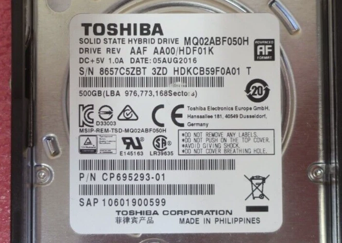 Fujitsu 500GB SATA 6G 5.4K 2.5" SSHD 8GB NAND CP695293-01 In M-Series Caddy - image 3 of 4