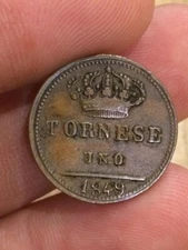 1 Tornese 1849 Rare Ferdinand II of Bourbon