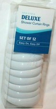 Maytex Deluxe White Plastic Shower Curtain Rings Set of 12