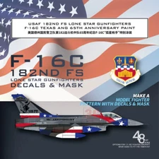 1/48 F-16C 182ND Lone Star Gunfighters Mask Decal fr Tamiya 61106/Kinetic K48102