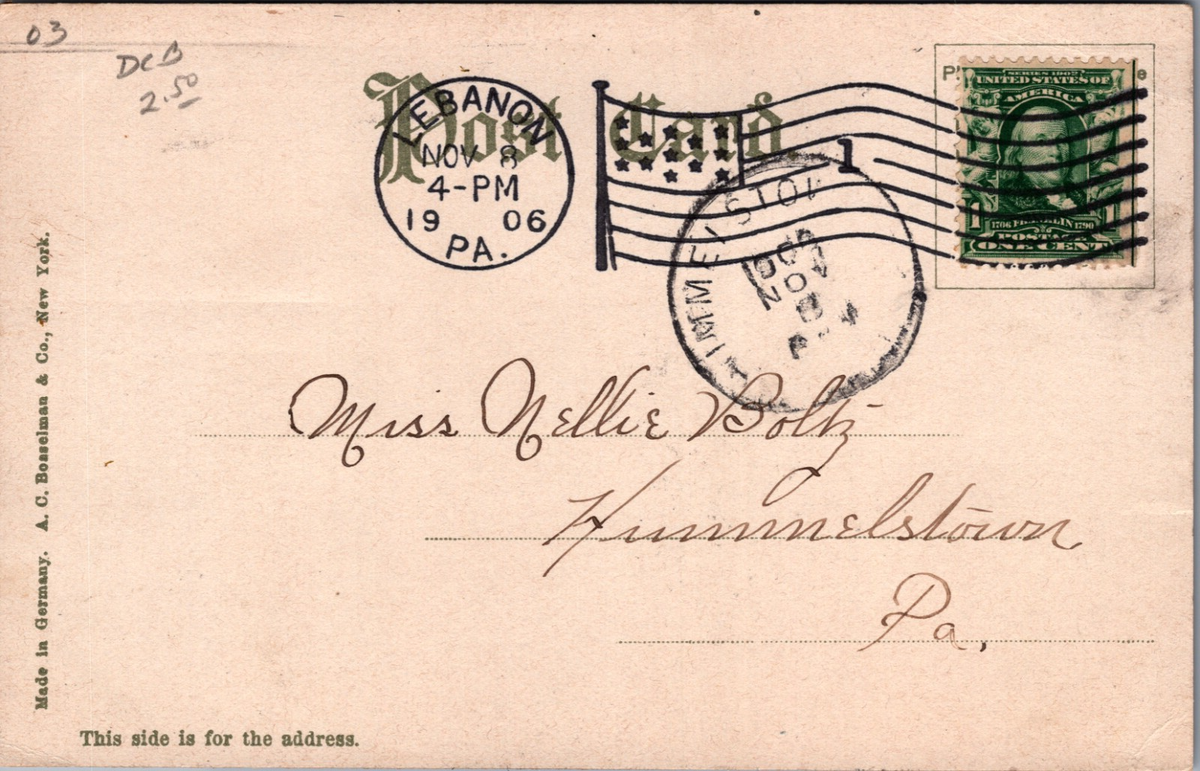 Lebanon Pennsylvania Interior St. Mary's Church c1905 Postcard