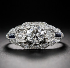 1.70Ct White Round CZ Vintage Art Deco Engagement Ring 925 Sterling Silver