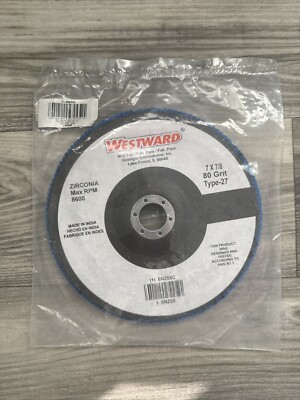 WESTWARD 6NZ05C Arbor Mount Flap Disc, 7in, 80 Grit, ANSI B7.1, Coarse Zirconia