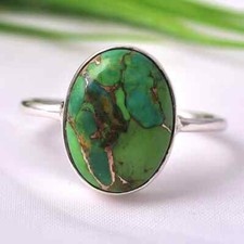 Solid 925Sterling silver Natural Green Turquoise Ring Stone Jewelry For Her J 19