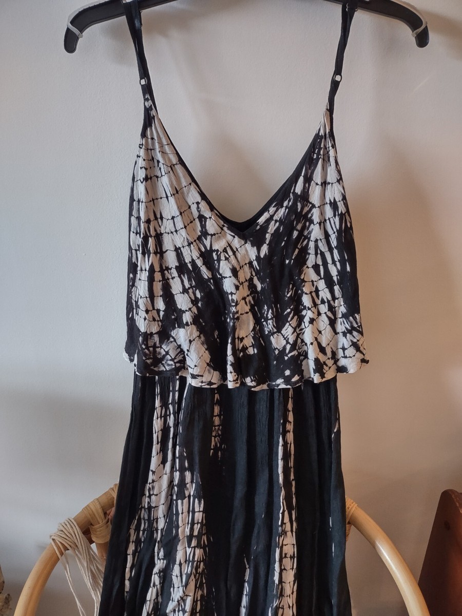 Bohemian Maxi Dress Black Tie Dye Size XS | eBay