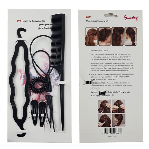 2SET Hair Styling Tools Bun Maker Topsy Tail Hair Braid Donut Comb DIY-Assorted - Picture 4 of 6