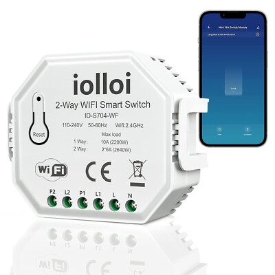 iolloi ID-S704-WF WiFi Switch Relay Module Wlan smart Switch, 2 channels 16A max