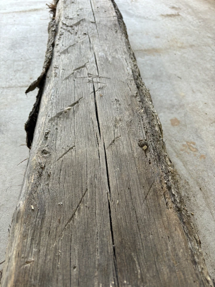 "Antiguo tronco de borde vivo de viga de castaño americano recuperado de 1778 95"" historia del manto" Foto 4 de 4