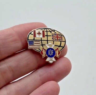 IOF Flags UK USA Canada Independent Order Foresters Globe Britain Hat Lapel Pin