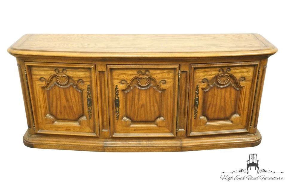CENTURY FURNITURE Solid Walnut French Provincial 75" Buffet - Image 3 of 4
