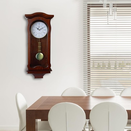Timeless Battery Operated Wooden Pendulum Clock - Quiet Wall Mount Design 23.5" - Picture 10 of 10