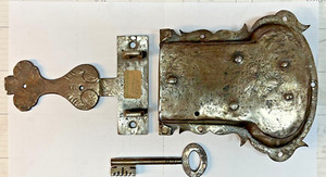 Midieval Door lock with original Key. Highly Collectible! 1600's-1700's! Reduced