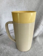 Raffiaware by Thermo-Temp Tumbler Cup Glass w Handle Plastic Vintage Yellow MCM