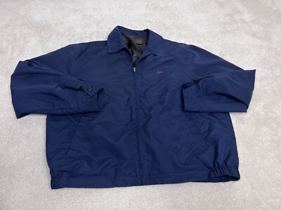 Greg Norman Shark Jacket Mens Large Blue Lined Golf Coat Golfer Casual