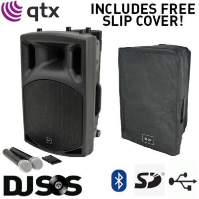 QTX QX12PA-PLUS Tragbarer Bluetooth PA Lautsprecher USB SD UHF Drahtlose Mikrofone