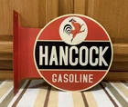 Hancock Gas Oil Flange Sign Sold Here Doubled Sided Vintage Style Wall Decor