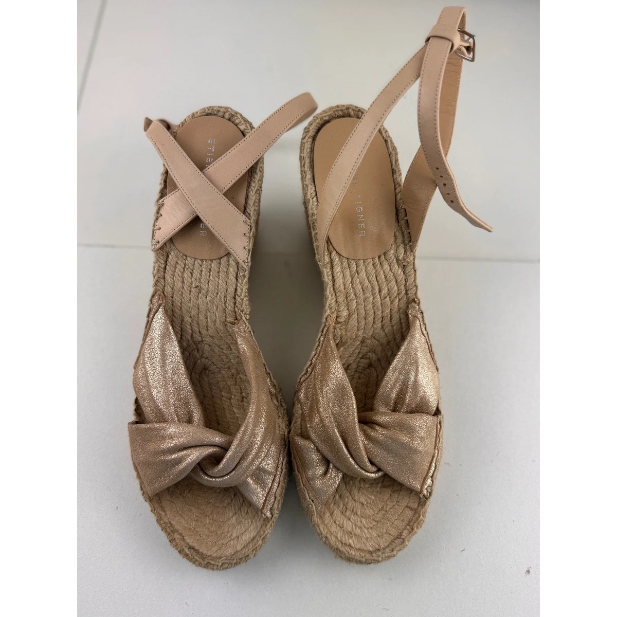 Sandales Compensées Aetienne Aigner Taille 5.5 US - Brun, Style Strap à La Cheville