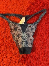 Vtg Victoria s Secret 2002 Sheer Embroidered String Thong Panty Medium
