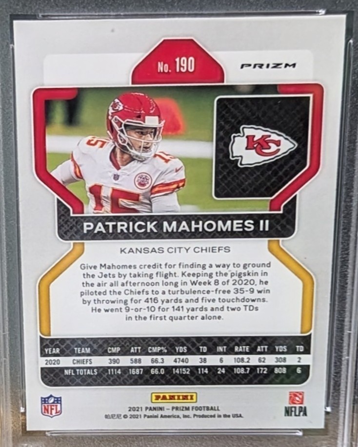 PSA 9 2021 Panini Prizm - Patrick Mahomes II #190 Orange Lazer Prizm view 4