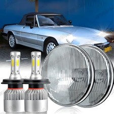 Pair 7" Inch Round LED Headlights Halo For Alfa Romeo Spider 1988-1994 Plymouth