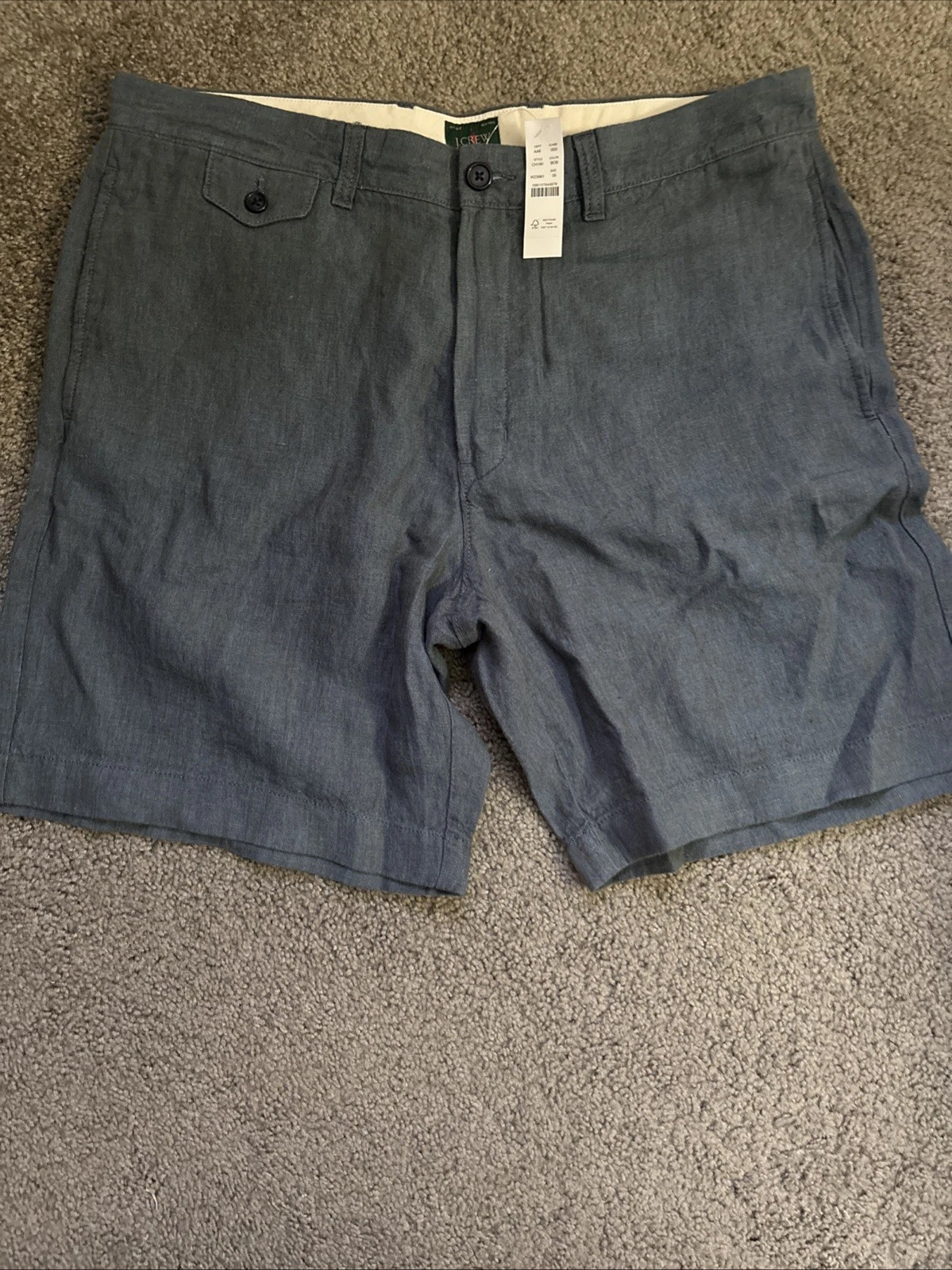 NWT Men’s Jcrew Shorts Size 35 100% Linen Blue 8.5” Inseam