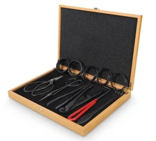 Bonsai Tools Set with Wood Box 12PCS Heavy Duty Tree Kit Trimming Scissor Shears