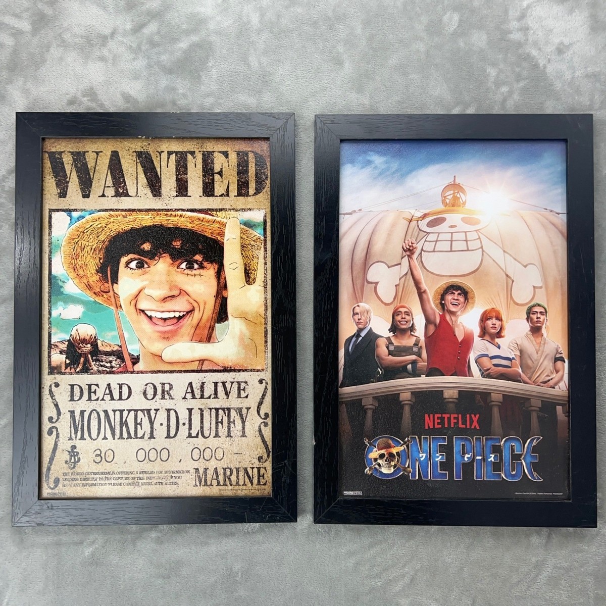Netflix One Piece Framed Textured Art Prints Luffy Wanted Poster 