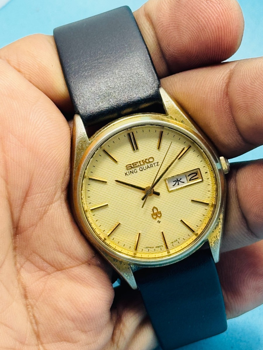 Vintage King Seiko 4823-8110 TWIN QUARTZ DAY/DATE GOLD PLATED Mens 